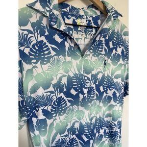 TAILOR BRYD Men's Gradient Ombré Leaf Pattern Performance Polo Medium Golf